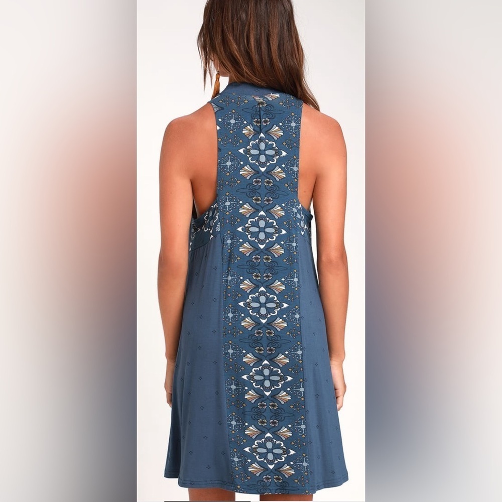 O’Neill Leslie Denim Blue Floral Print Swing Dress Small - Picture 12 of 12